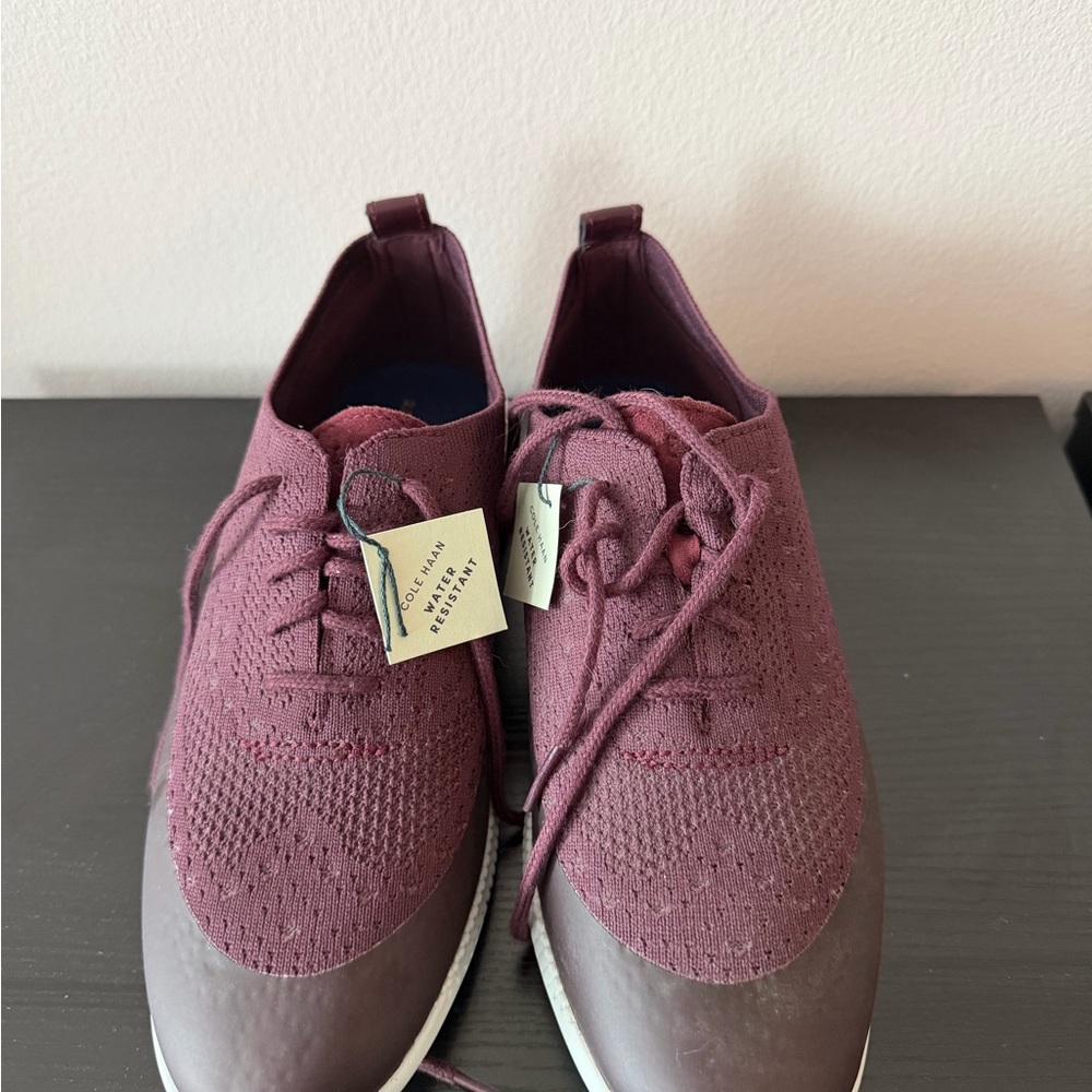 Cole Haan Maroon Knit Lace-Up Sneakers